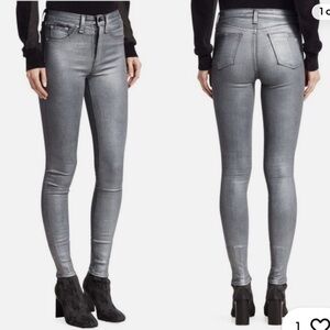 Never been worn Rag and Bone Jeans 26 gunmetal metallic high rise ankle skinny.